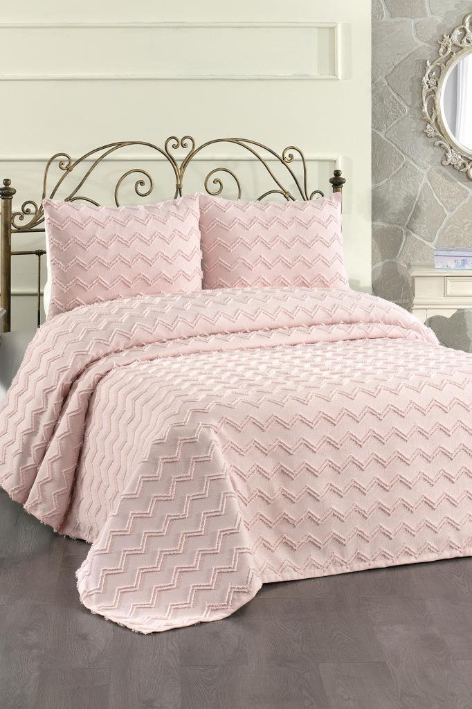 Çeyiz Diyarı Lumpa 3 Parça Çift Kişilik Pike Takımı Pudra - 1