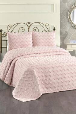 Çeyiz Diyarı Lumpa 3 Parça Çift Kişilik Pike Takımı Pudra - 1