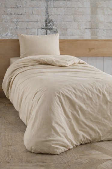 Çeyiz Diyarı Almond Lastikli Çarşaflı Tek Kişilik Nevresim Takımı Bej - Çeyiz Diyarı