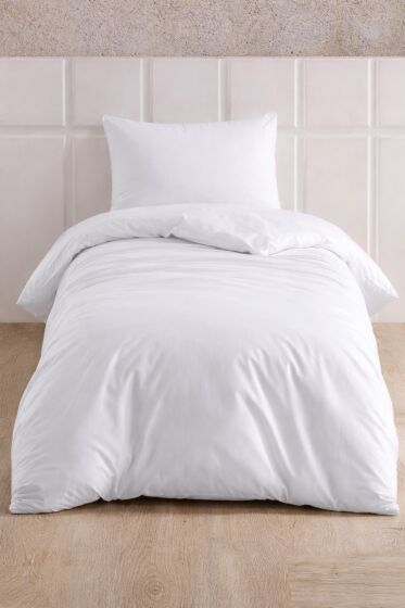 Çeyiz Diyarı Almond Lastikli Çarşaflı Tek Kişilik Nevresim Takımı Beyaz - Çeyiz Diyarı