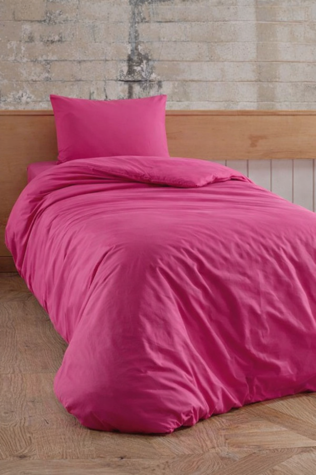Çeyiz Diyarı Almond Lastikli Çarşaflı Tek Kişilik Nevresim Takımı Fuşya - 1