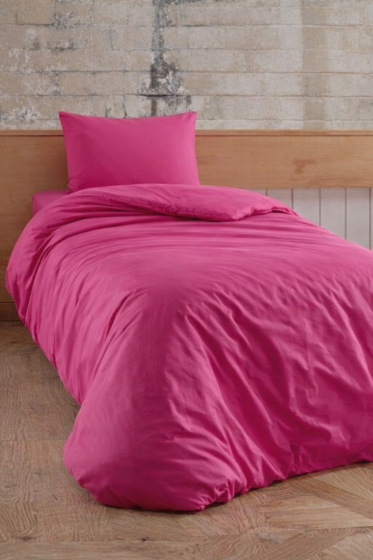 Çeyiz Diyarı Almond Lastikli Çarşaflı Tek Kişilik Nevresim Takımı Fuşya - Çeyiz Diyarı