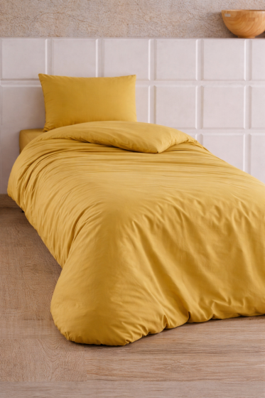 Çeyiz Diyarı Almond Lastikli Çarşaflı Tek Kişilik Nevresim Takımı Hardal - Çeyiz Diyarı