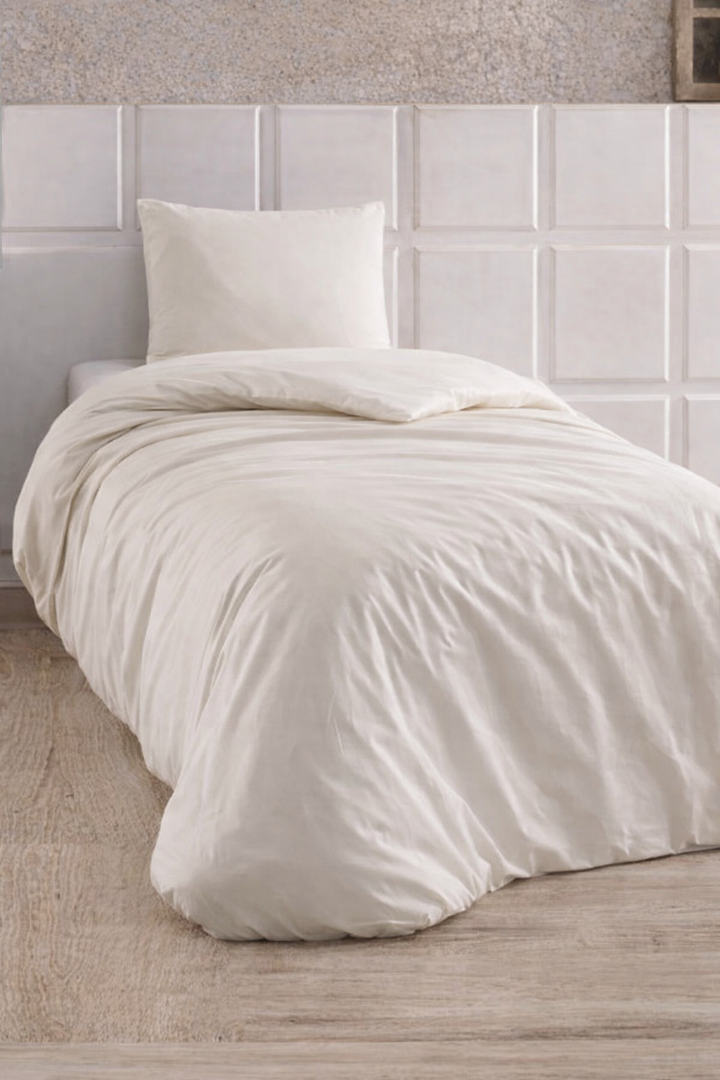 Çeyiz Diyarı Almond Lastikli Çarşaflı Tek Kişilik Nevresim Takımı Krem - 1