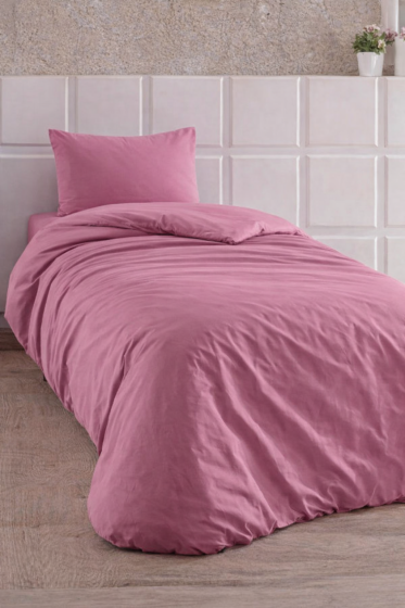 Çeyiz Diyarı Almond Lastikli Çarşaflı Tek Kişilik Nevresim Takımı Mürdüm - Çeyiz Diyarı