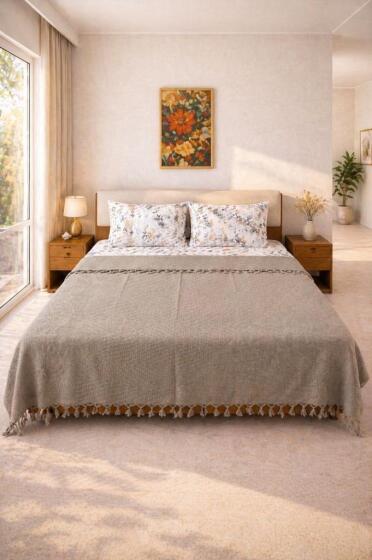 Çeyiz Diyarı Natural Çift Kişilik Pamuklu Pike Takımı Vizon - Çeyiz Diyarı