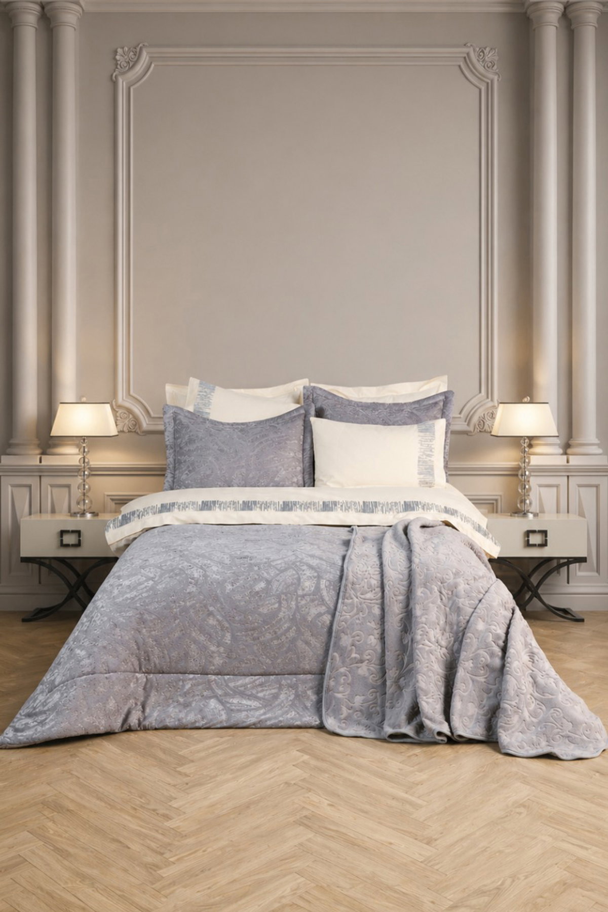 Çeyiz Diyarı Neslia 10 Parça Çeyiz Seti Gri - 1