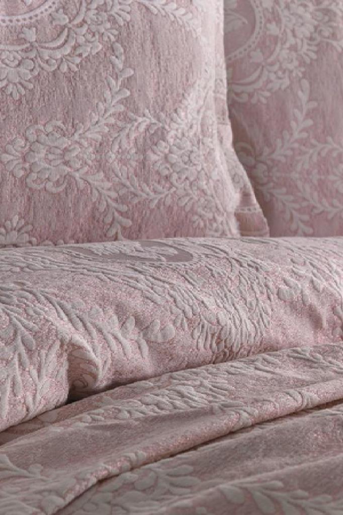 Çeyiz Diyarı Nisa Jakarlı Yatak Örtüsü Pudra - 3