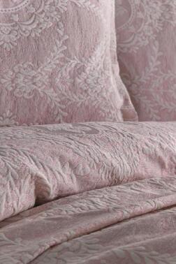 Çeyiz Diyarı Nisa Jakarlı Yatak Örtüsü Pudra - 3