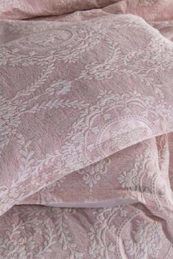 Çeyiz Diyarı Nisa Jakarlı Yatak Örtüsü Pudra - 4