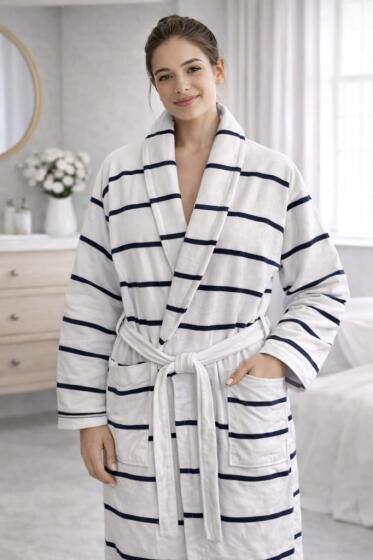 Çeyiz Diyarı Oceanis Şal Yaka Tek Bornoz - Çeyiz Diyarı