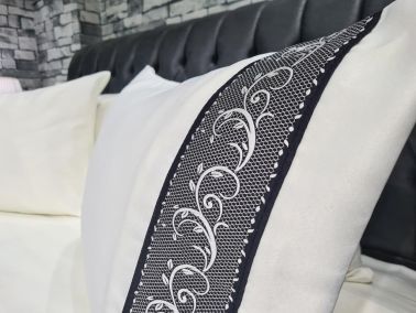 Çeyiz Diyarı Orkide Pamuk Saten Nevresim Takımı Krem Siyah - 3