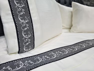 Çeyiz Diyarı Orkide Pamuk Saten Nevresim Takımı Krem Siyah - 6