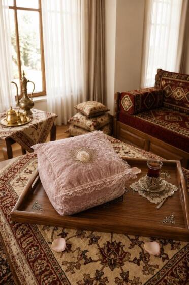 Çeyiz Diyarı Orta Boy Kadife Fermuarlı 40x40x20 cm Hurç Kahve - Çeyiz Diyarı
