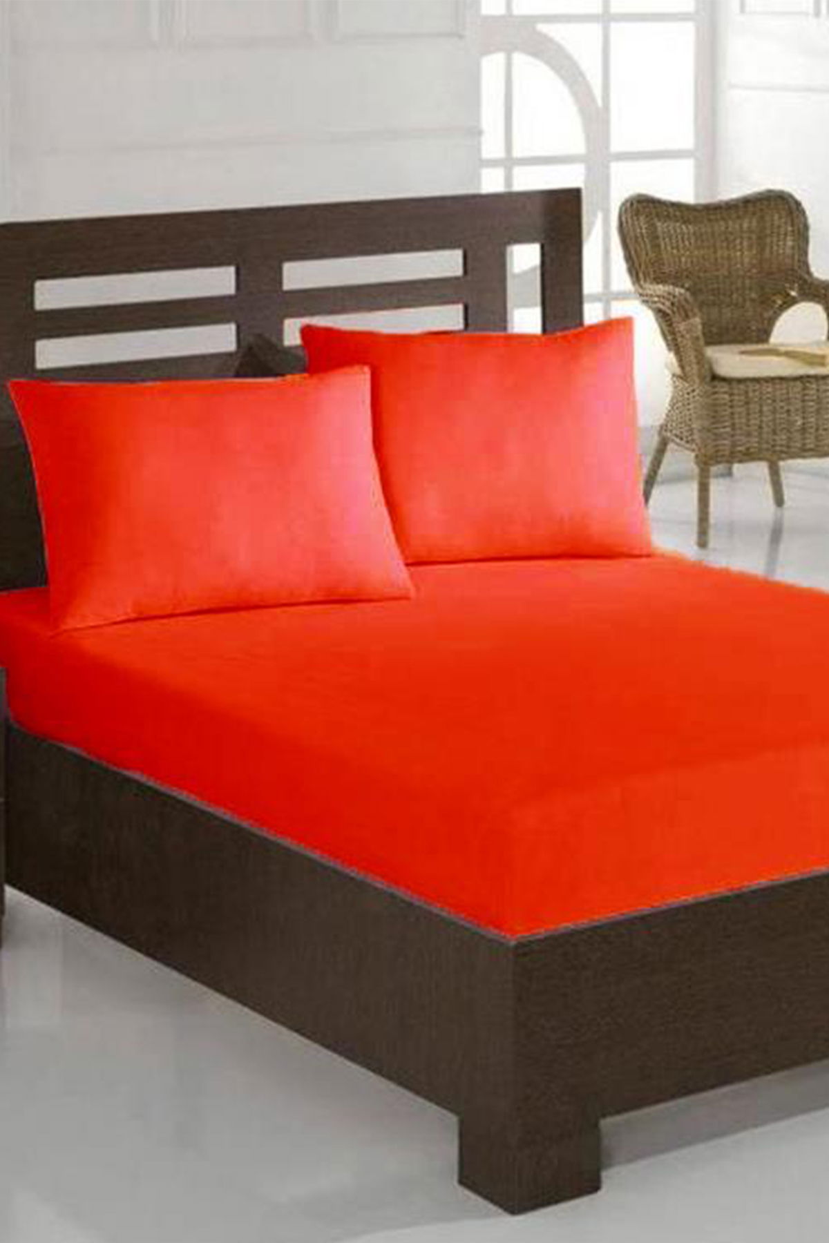 Çeyiz Diyarı Penye Çift Kişilik Lastikli Çarşaf Kırmızı - 1