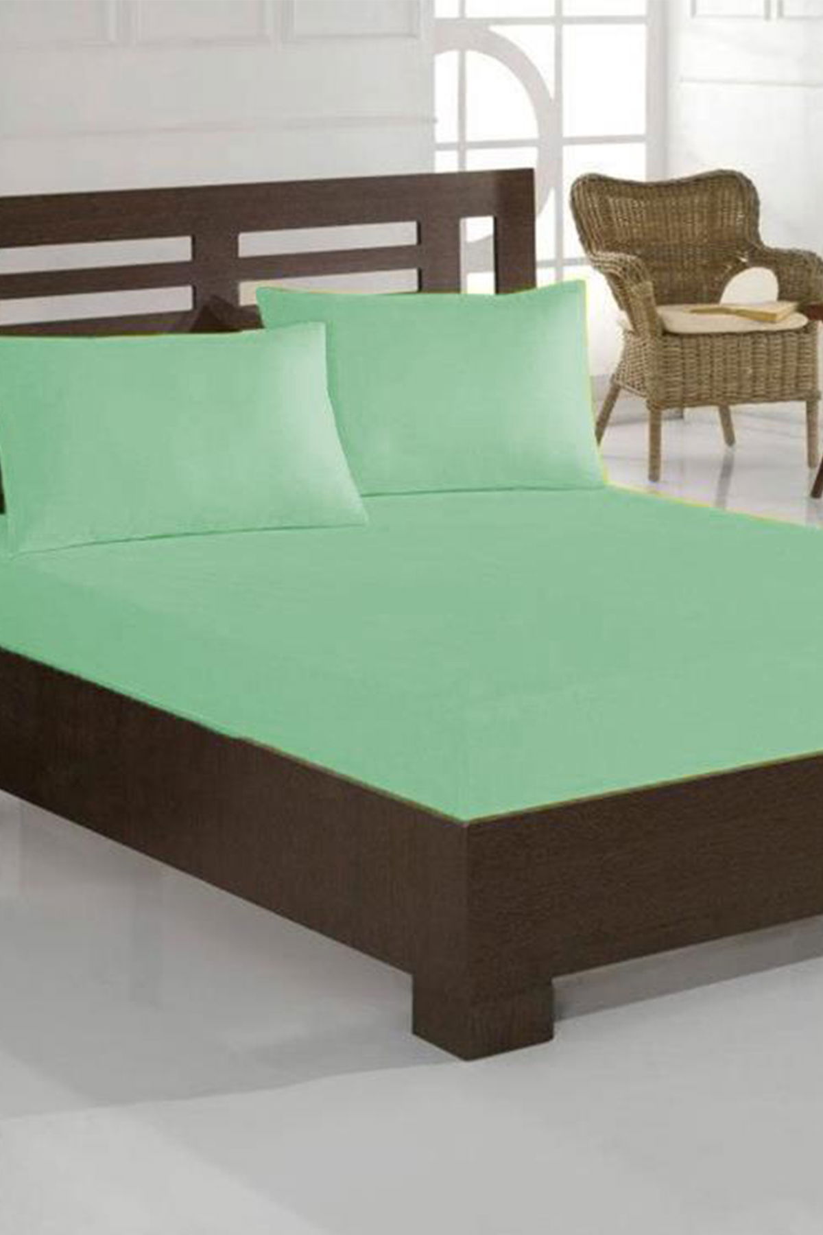 Çeyiz Diyarı Penye Çift Kişilik Lastikli Çarşaf Mint - 1