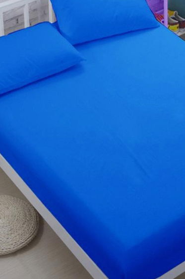 Çeyiz Diyarı Penye Çift Kişilik Lastikli Çarşaf Royal Mavi - Çeyiz Diyarı