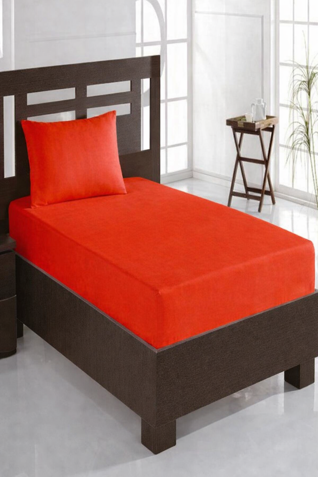 Çeyiz Diyarı Penye Tek Kişilik Lastikli Çarşaf Kırmızı - 1