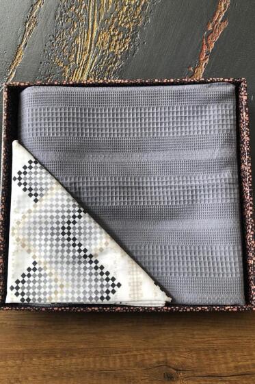 Çeyiz Diyarı Petek Çift Kişilik Pamuklu Pike Takımı Gri - Çeyiz Diyarı