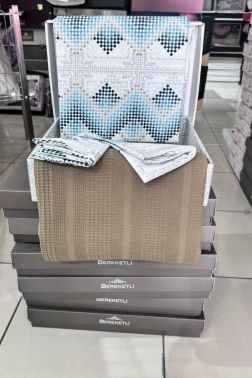 Çeyiz Diyarı Petek Çift Kişilik Pamuklu Pike Takımı Kahve - 1