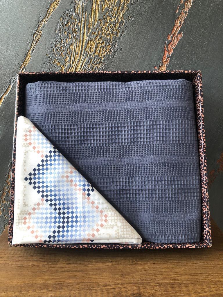 Çeyiz Diyarı Petek Çift Kişilik Pamuklu Pike Takımı Lacivert - 1