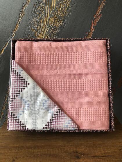 Çeyiz Diyarı Petek Çift Kişilik Pamuklu Pike Takımı Pudra - Çeyiz Diyarı