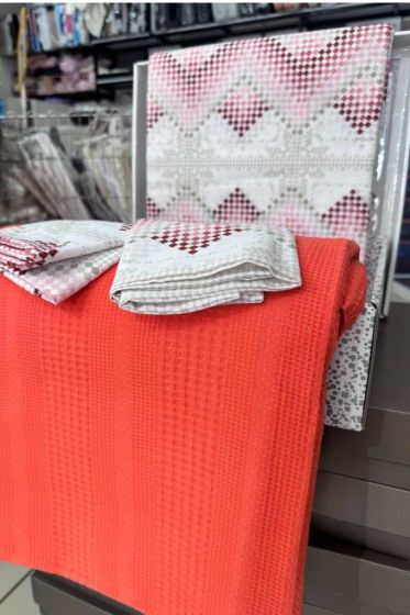 Çeyiz Diyarı Petek Çift Kişilik Pamuklu Pike Takımı Turuncu - Çeyiz Diyarı (1)