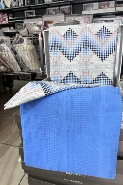 Çeyiz Diyarı Petek Tek Kişilik Pamuklu Pike Takımı Mavi - 2