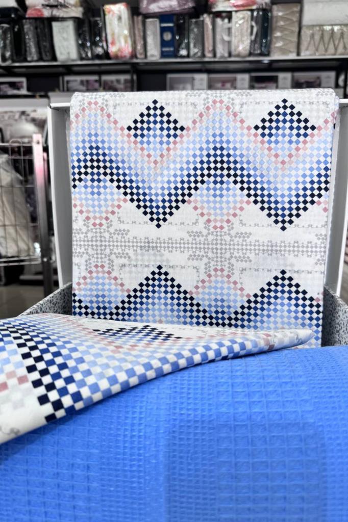 Çeyiz Diyarı Petek Tek Kişilik Pamuklu Pike Takımı Mavi - 3