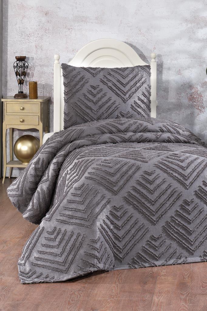 Çeyiz Diyarı Pine 2 Parça Tek Kişilik Pike Takımı Antrasit - 1