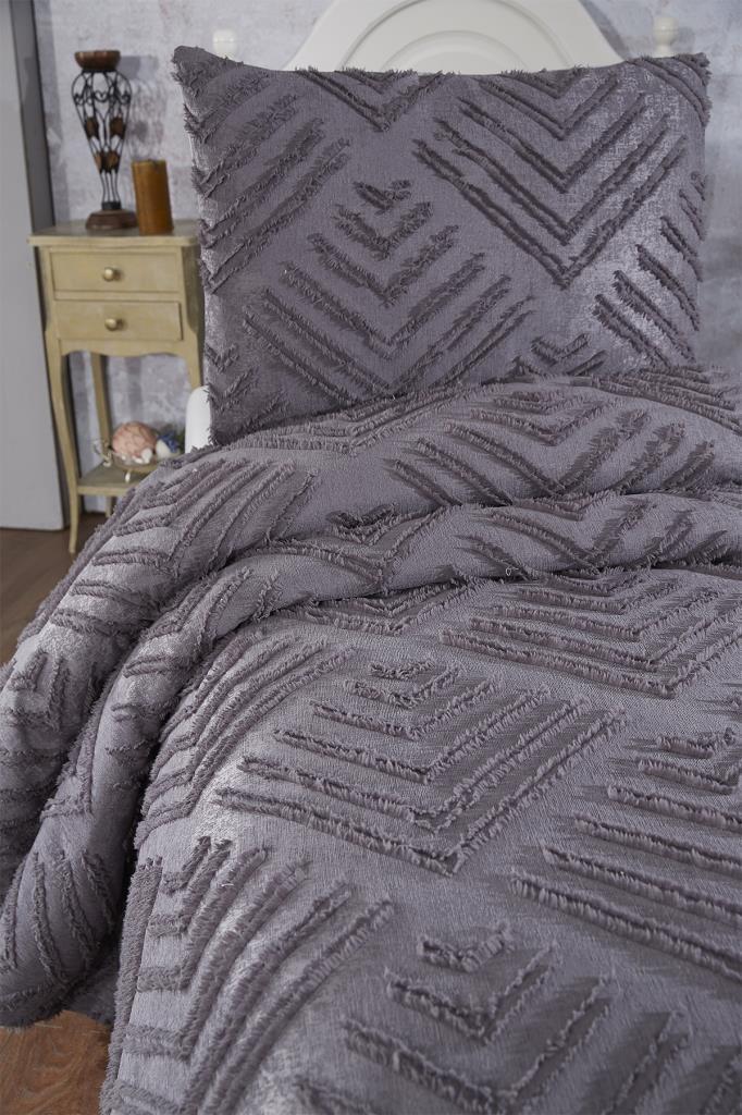 Çeyiz Diyarı Pine 2 Parça Tek Kişilik Pike Takımı Antrasit - 3