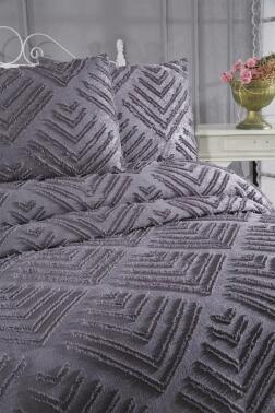 Çeyiz Diyarı Pine 3 Parça Çift Kişilik Pike Takımı Antrasit - 3