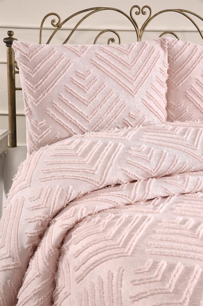 Çeyiz Diyarı Pine 3 Parça Çift Kişilik Pike Takımı Pudra - 2