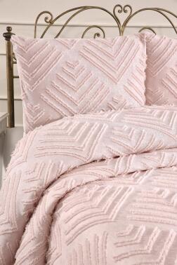 Çeyiz Diyarı Pine 3 Parça Çift Kişilik Pike Takımı Pudra - 2