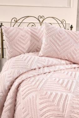 Çeyiz Diyarı Pine 3 Parça Çift Kişilik Pike Takımı Pudra - 3