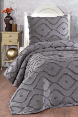 Çeyiz Diyarı Pirot 2 Parça Tek Kişilik Pike Takımı Antrasit - 1