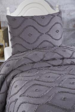 Çeyiz Diyarı Pirot 2 Parça Tek Kişilik Pike Takımı Antrasit - 4