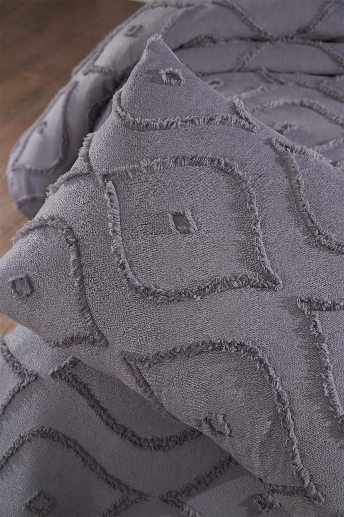 Çeyiz Diyarı Pirot 2 Parça Tek Kişilik Pike Takımı Antrasit - 7