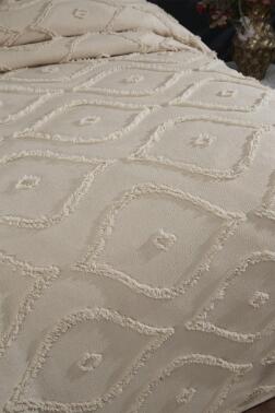 Çeyiz Diyarı Pirot 2 Parça Tek Kişilik Pike Takımı Bej - 2