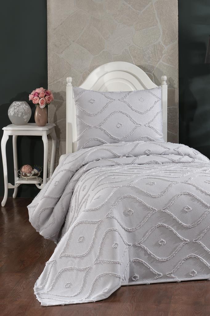 Çeyiz Diyarı Pirot 2 Parça Tek Kişilik Pike Takımı Gri - 1