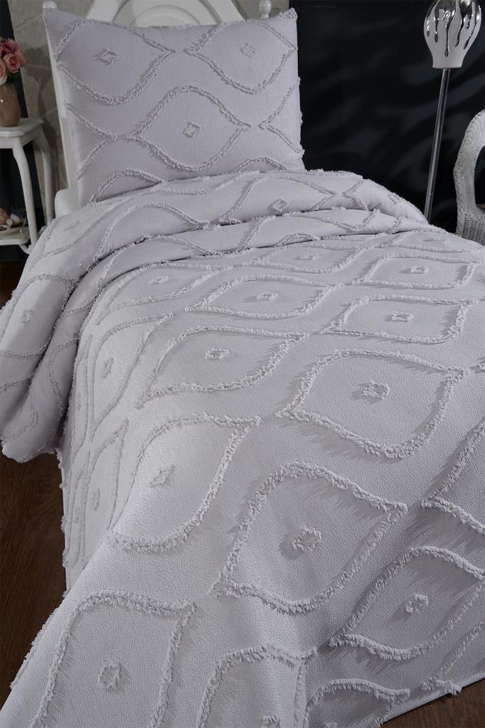 Çeyiz Diyarı Pirot 2 Parça Tek Kişilik Pike Takımı Gri - 2