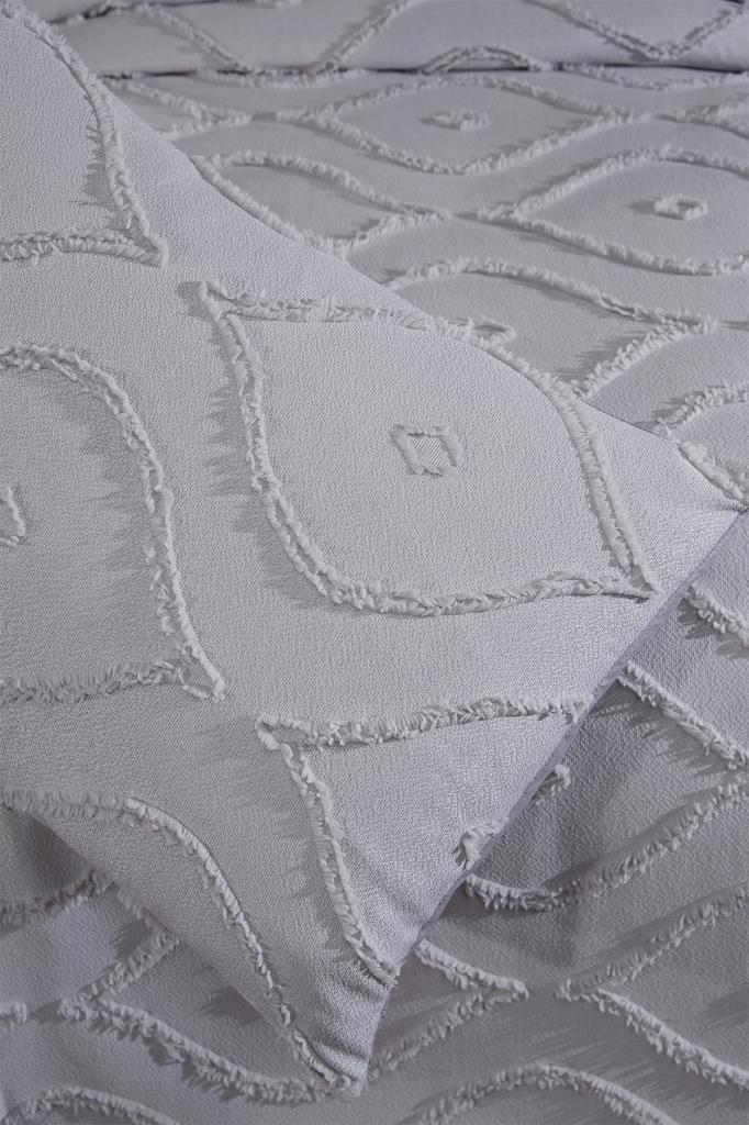 Çeyiz Diyarı Pirot 2 Parça Tek Kişilik Pike Takımı Gri - 5