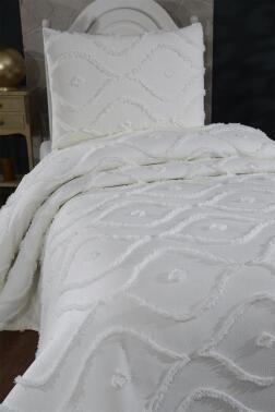 Çeyiz Diyarı Pirot 2 Parça Tek Kişilik Pike Takımı Krem - 2