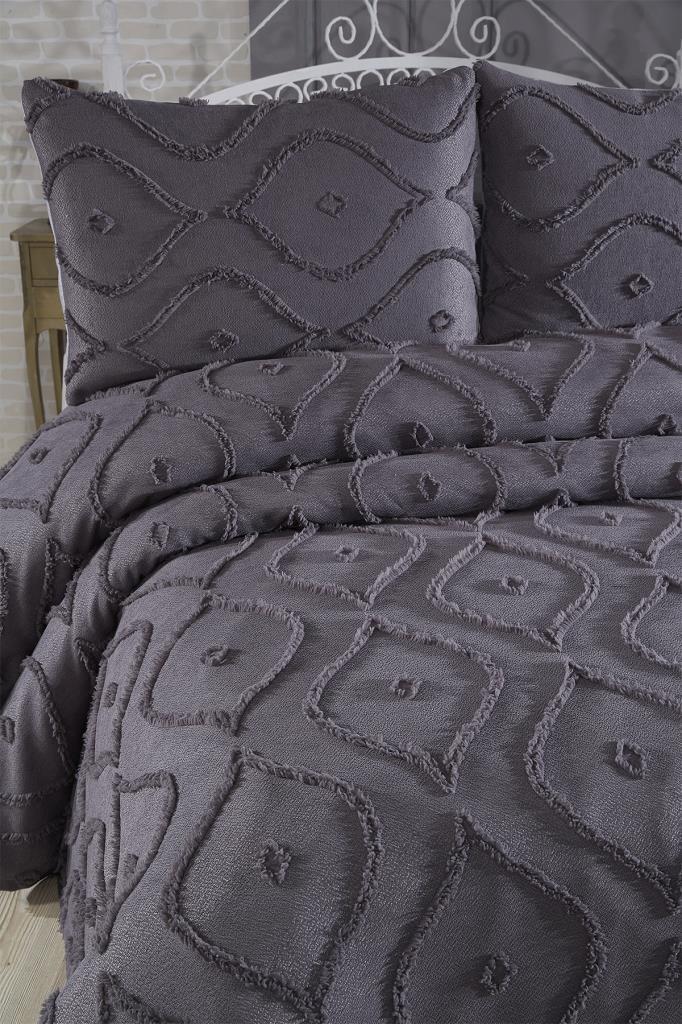 Çeyiz Diyarı Pirot 3 Parça Çift Kişilik Pike Takımı Antrasit - 2