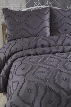 Çeyiz Diyarı Pirot 3 Parça Çift Kişilik Pike Takımı Antrasit - 2