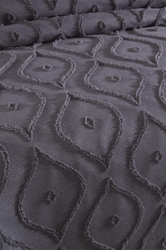 Çeyiz Diyarı Pirot 3 Parça Çift Kişilik Pike Takımı Antrasit - 3