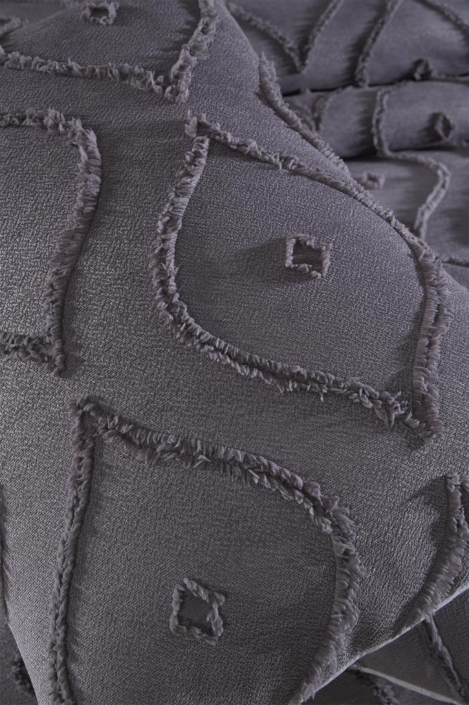 Çeyiz Diyarı Pirot 3 Parça Çift Kişilik Pike Takımı Antrasit - 4