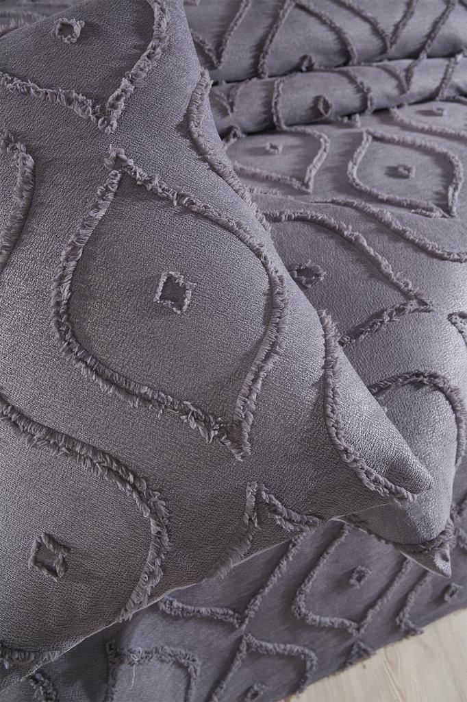 Çeyiz Diyarı Pirot 3 Parça Çift Kişilik Pike Takımı Antrasit - 5