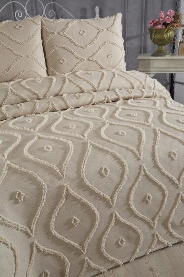 Çeyiz Diyarı Pirot 3 Parça Çift Kişilik Pike Takımı Bej - Çeyiz Diyarı (1)