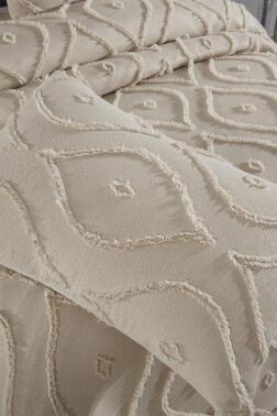 Çeyiz Diyarı Pirot 3 Parça Çift Kişilik Pike Takımı Bej - 7